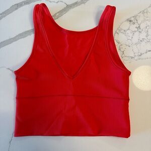 Lululemon red ribbed crop top